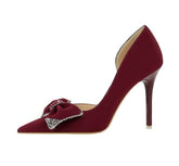 Bow Sequin Detailed Pump Court Heels EU 33 / Maroon / 11CM